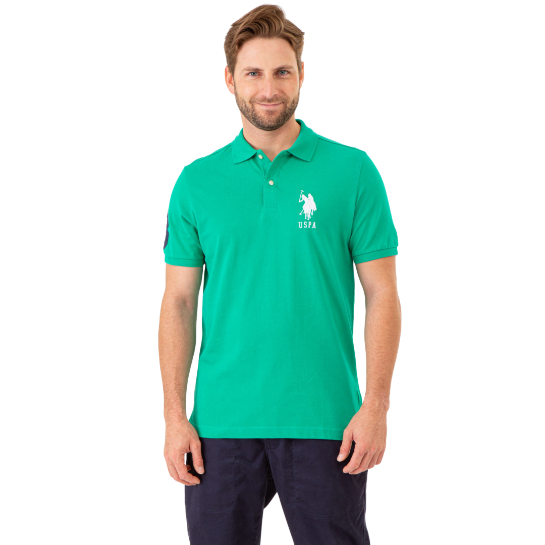 Chemise Polo Verde Brillante Con Logo Grande Para Hombre