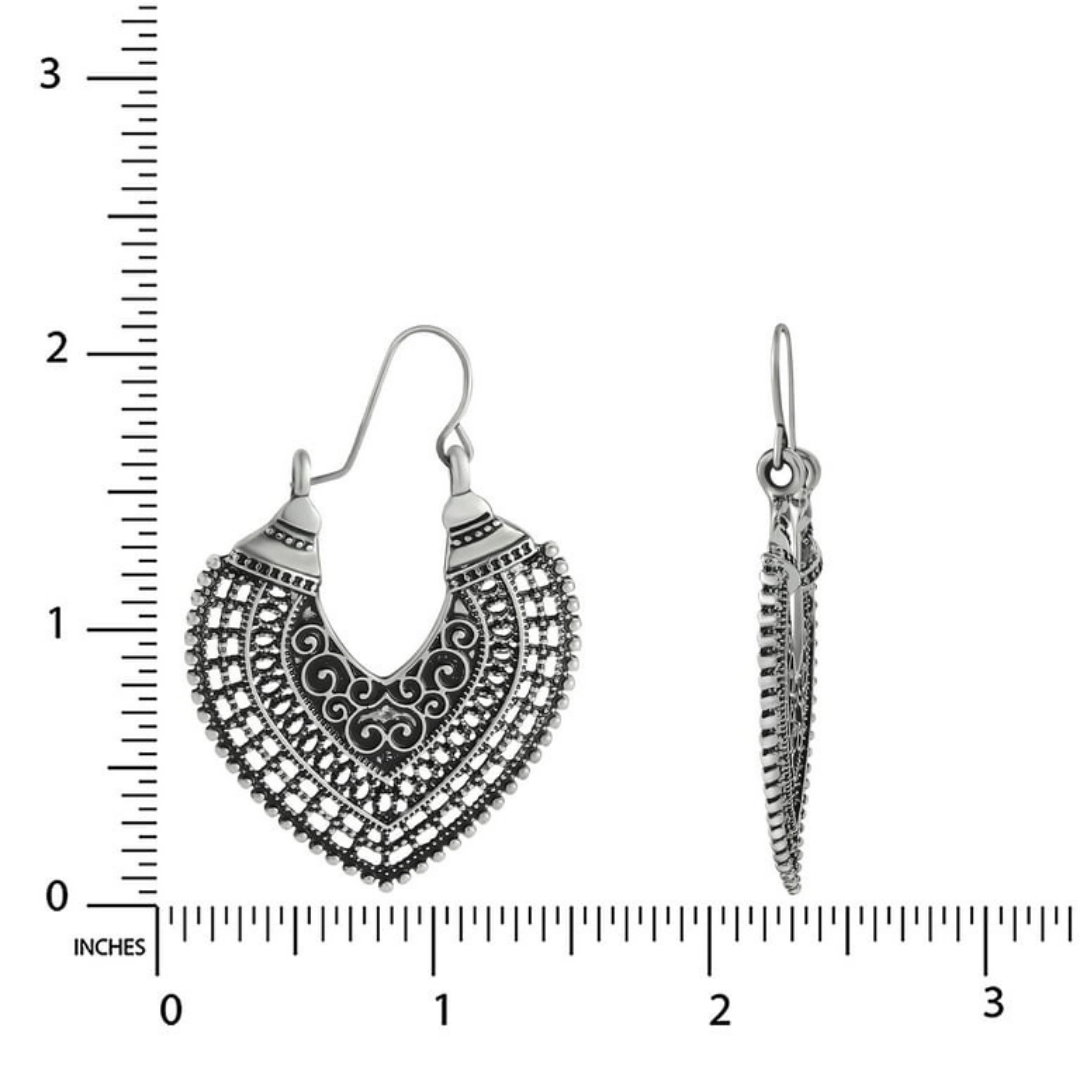 Aretes de Filigrana con Diseño Abierto y Estilo Vintage Jessica Simpson Tono Plata