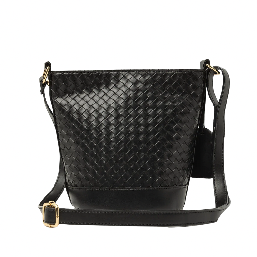 Bolso Polo Cruzado Tejido Color Negro