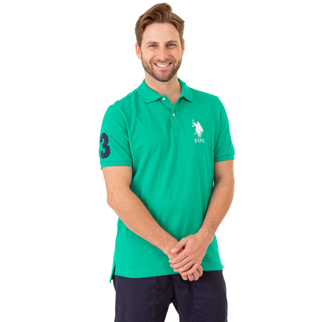 Chemise Polo Verde Brillante Con Logo Grande Para Hombre