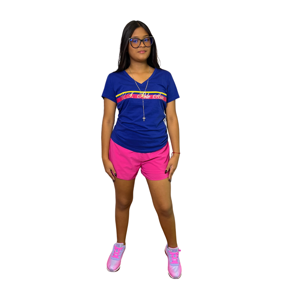 Short Polo Deportivo Casual Fucsia Con Bolsillos Para Mujer