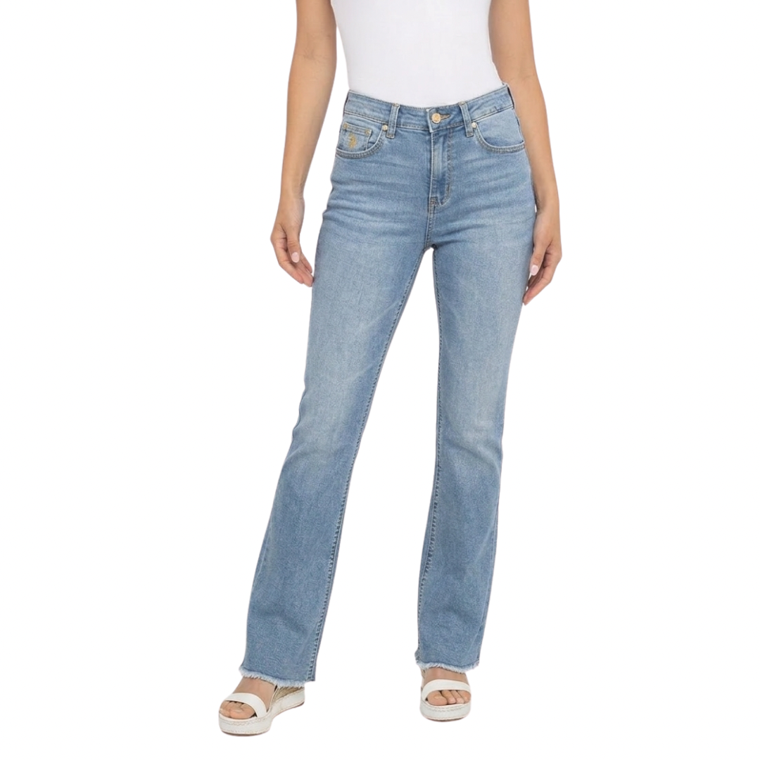 Jeans Polo Azul Claro Deslavado Para Mujer