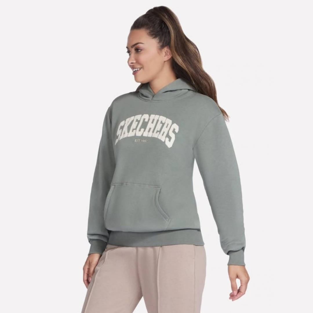 Suéter Skechers con Capucha Verde Para Mujer