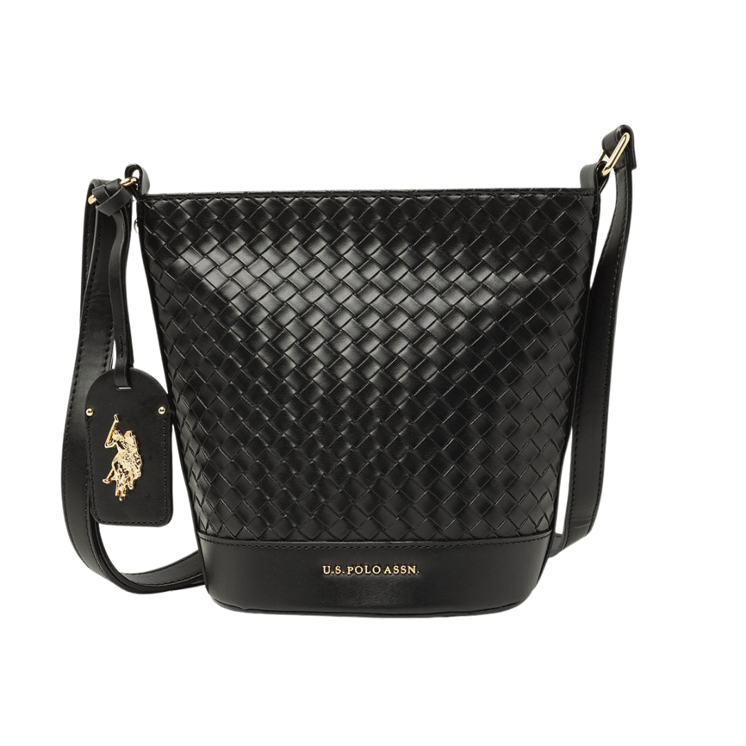 Bolso Polo Cruzado Tejido Color Negro