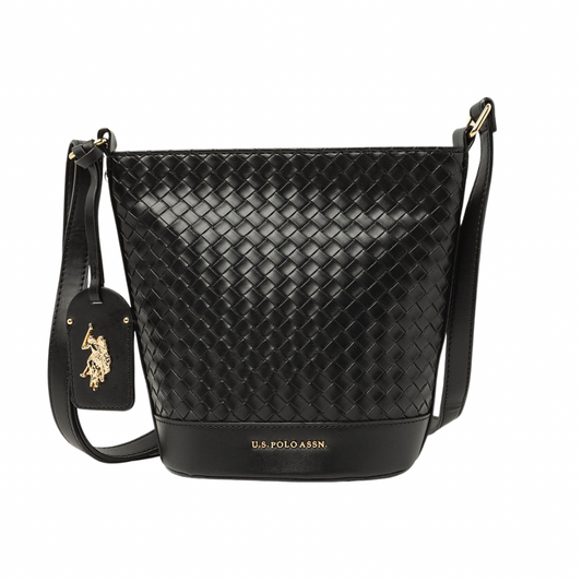 Bolso Polo Cruzado Tejido Color Negro