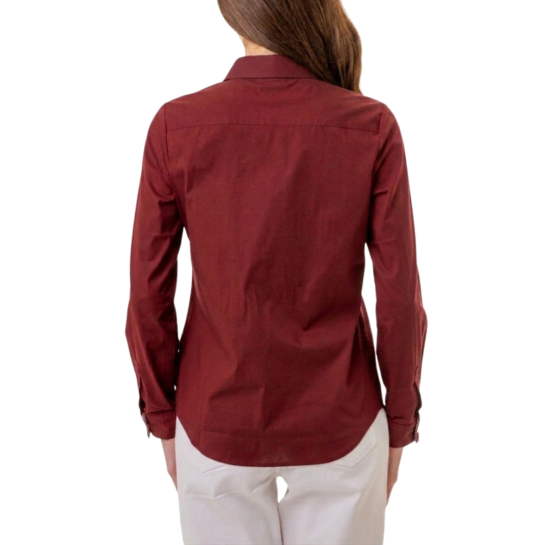Camisa Polo Color Vinotinto Para Mujer