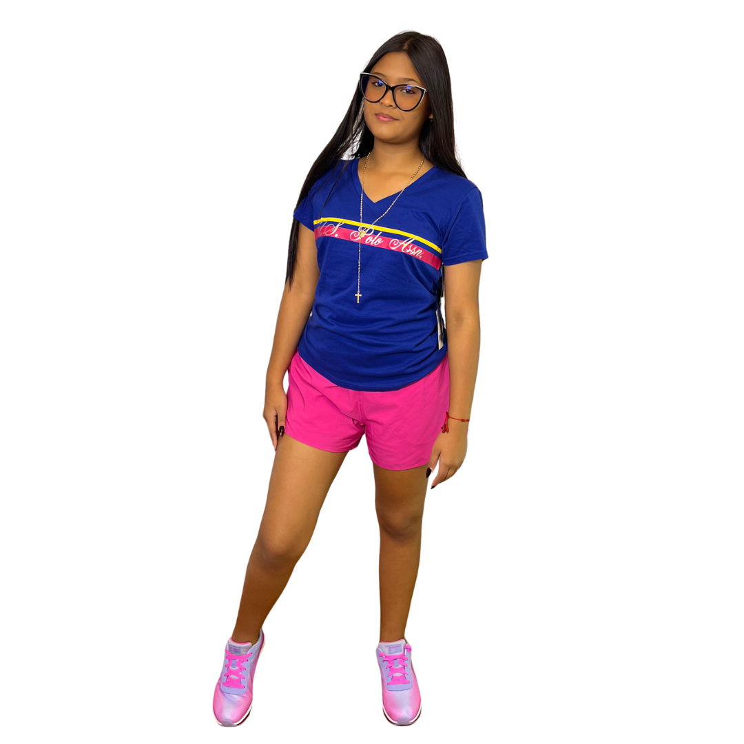 Short Polo Deportivo Casual Fucsia Con Bolsillos Para Mujer
