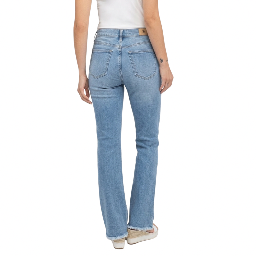 Jeans Polo Azul Claro Deslavado Para Mujer