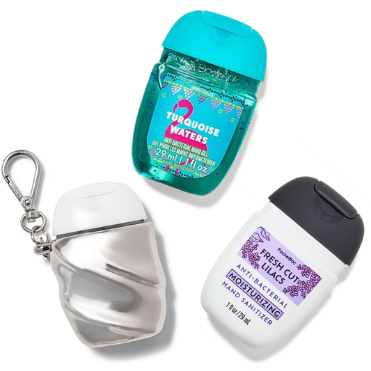 Set Holder + Gel Antibacterial Turquoise Waters + Gel Antibacterial Fresh Cut Lilacs de Bath & Body Works