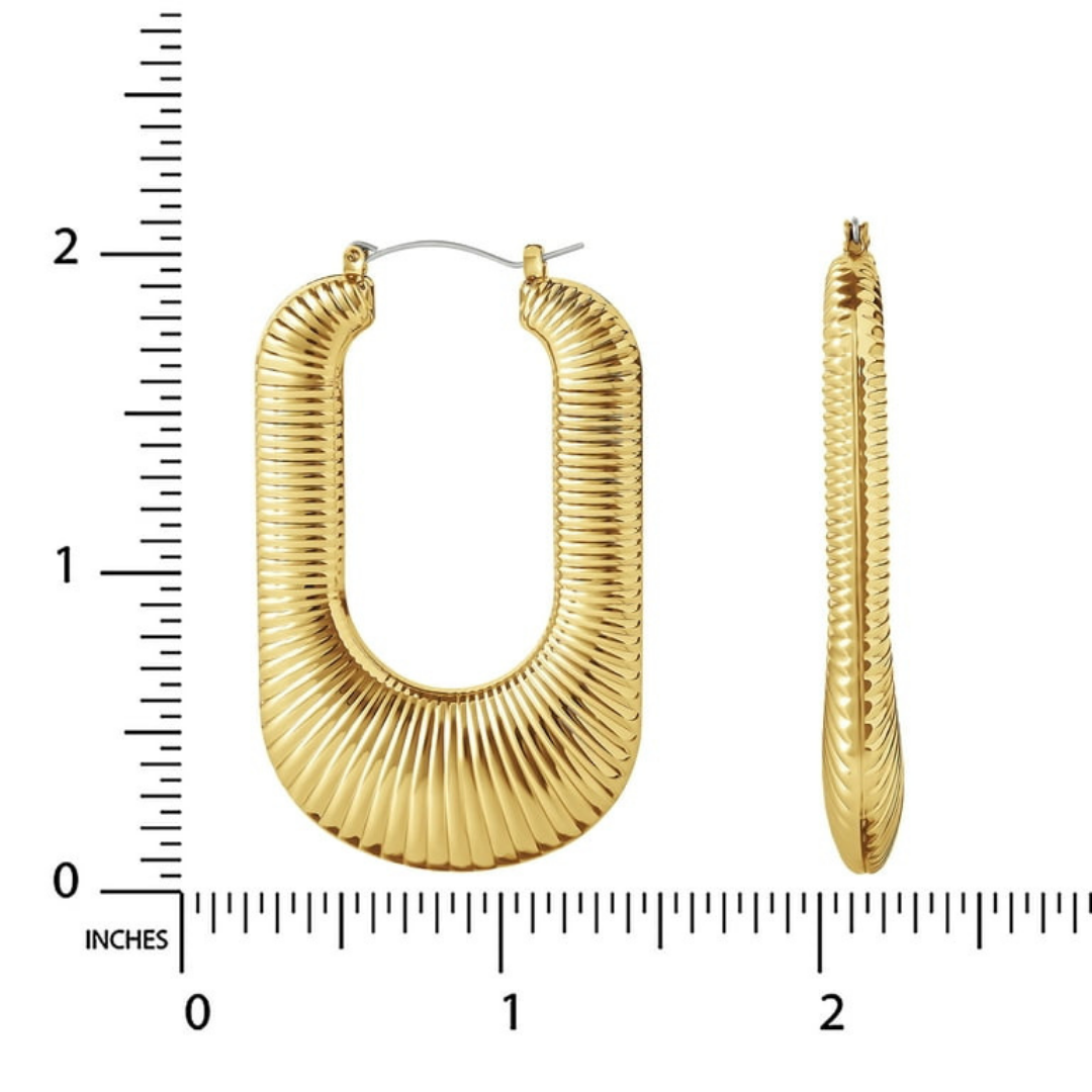 Aretes de Aro Rectangulares Texturizados Hipoalergénicos Jessica Simpson Tono Oro