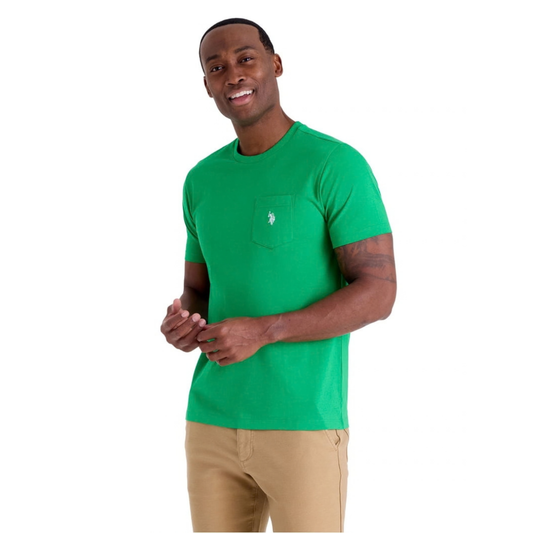 Franela U.S. Polo Assn. Básica Con Bolsillo Verde Para Hombre