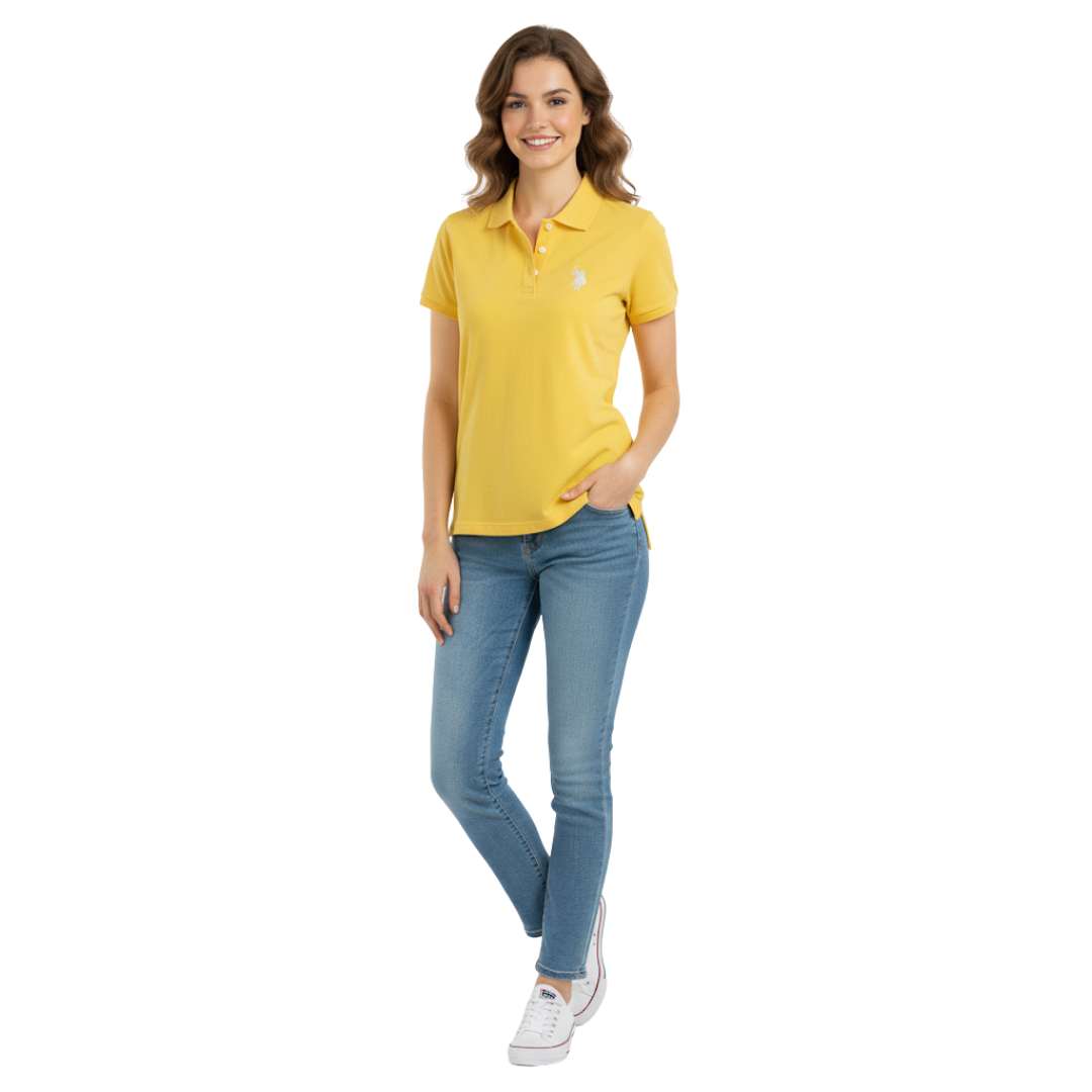 Chemise Polo Amarilla Para Mujer