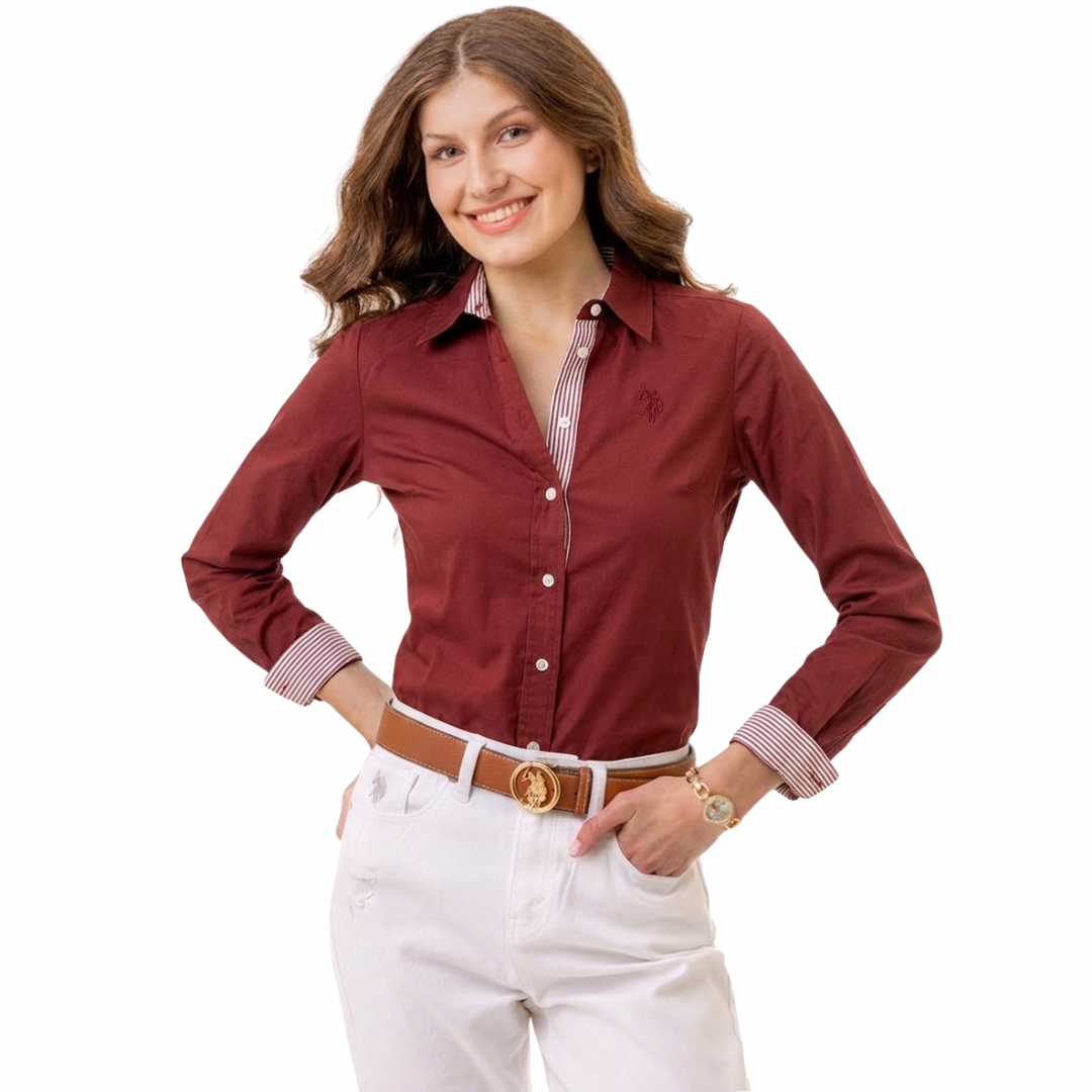 Camisa Polo Color Vinotinto Para Mujer
