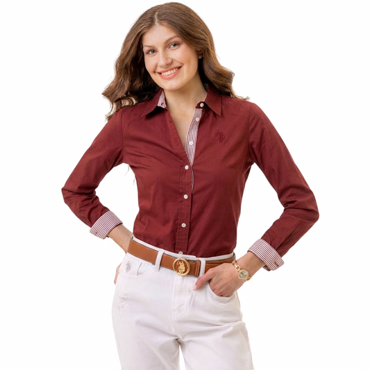 Camisa Polo Color Vinotinto Para Mujer