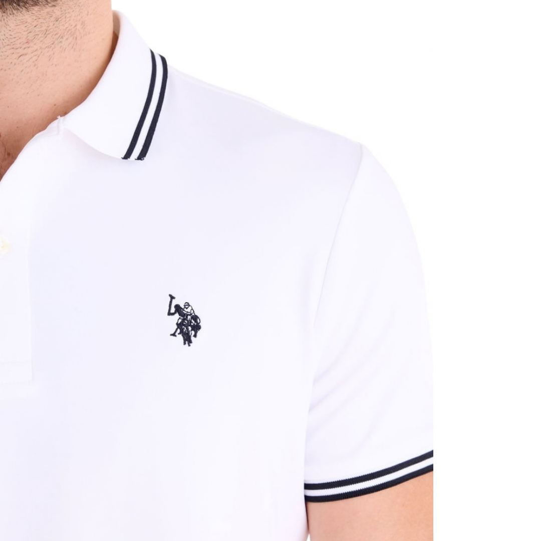 Chemise U.S. Polo Assn. Blanca con Detalles Azul Marino Para Hombre