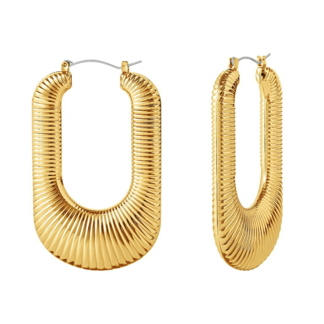 Aretes de Aro Rectangulares Texturizados Hipoalergénicos Jessica Simpson Tono Oro