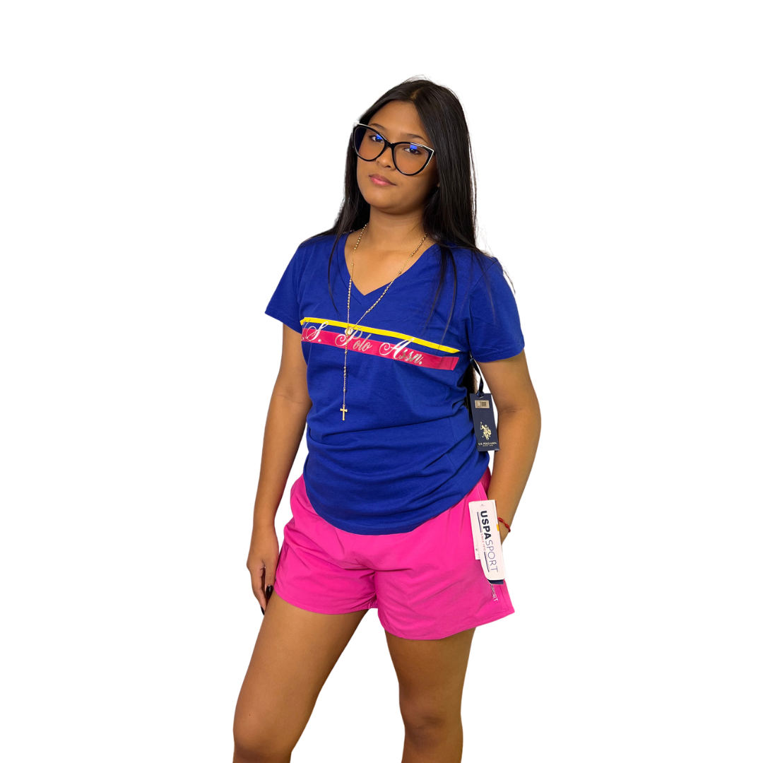 Short Polo Deportivo Casual Fucsia Con Bolsillos Para Mujer