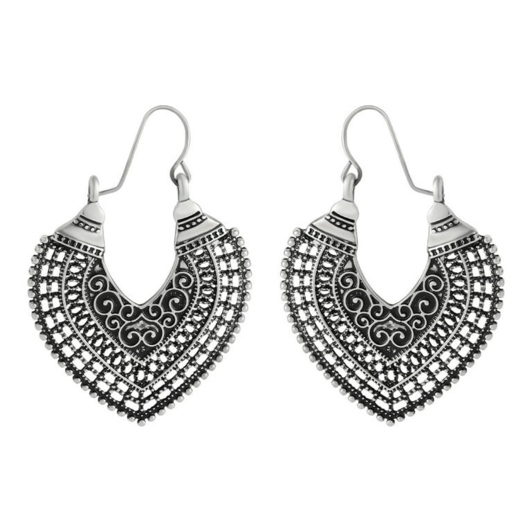 Aretes de Filigrana con Diseño Abierto y Estilo Vintage Jessica Simpson Tono Plata