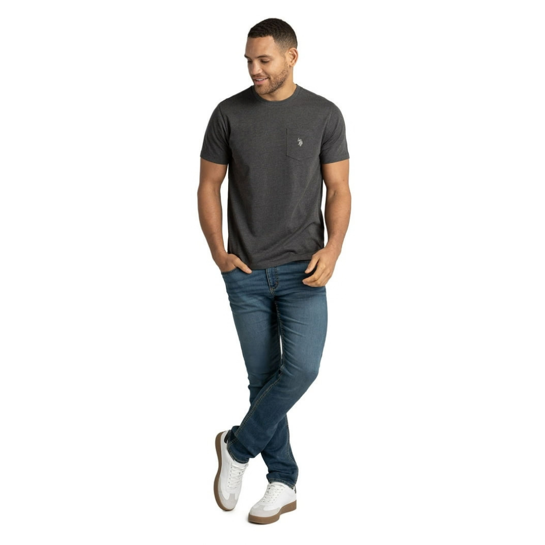 Franela U.S. Polo Assn. Básica Con Bolsillo Gris Oscuro Para Hombre
