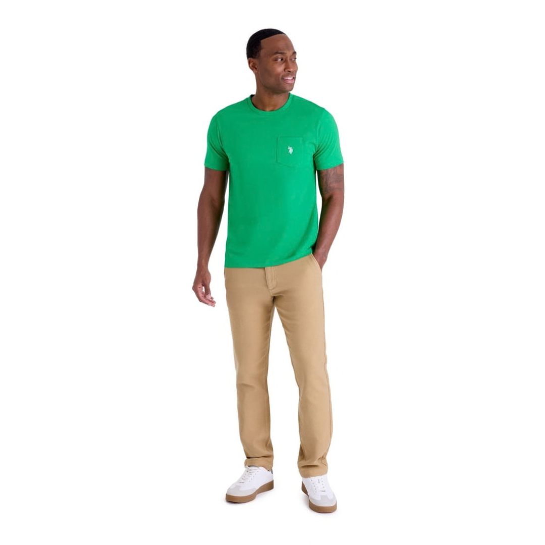 Franela U.S. Polo Assn. Básica Con Bolsillo Verde Para Hombre