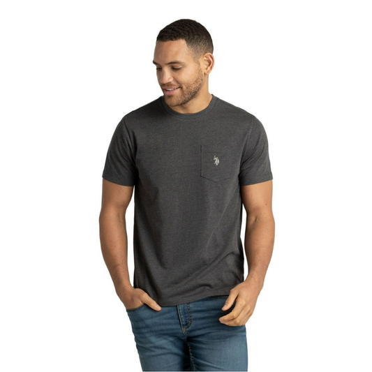 Franela U.S. Polo Assn. Básica Con Bolsillo Gris Oscuro Para Hombre