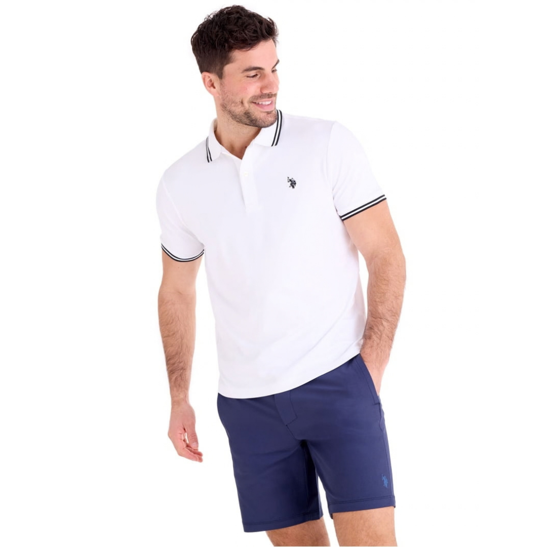 Chemise U.S. Polo Assn. Blanca con Detalles Azul Marino Para Hombre
