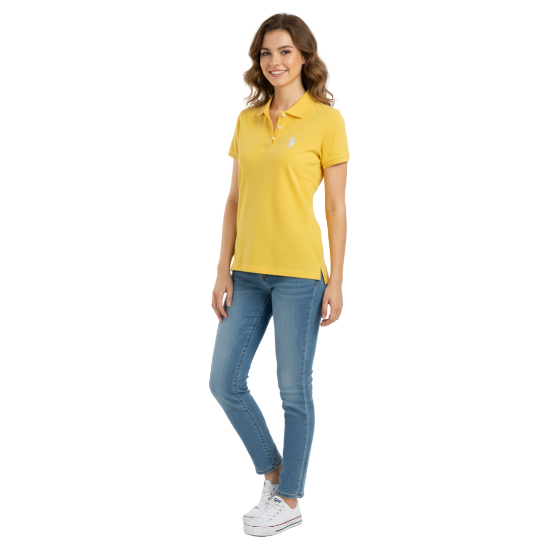 Chemise Polo Amarilla Para Mujer