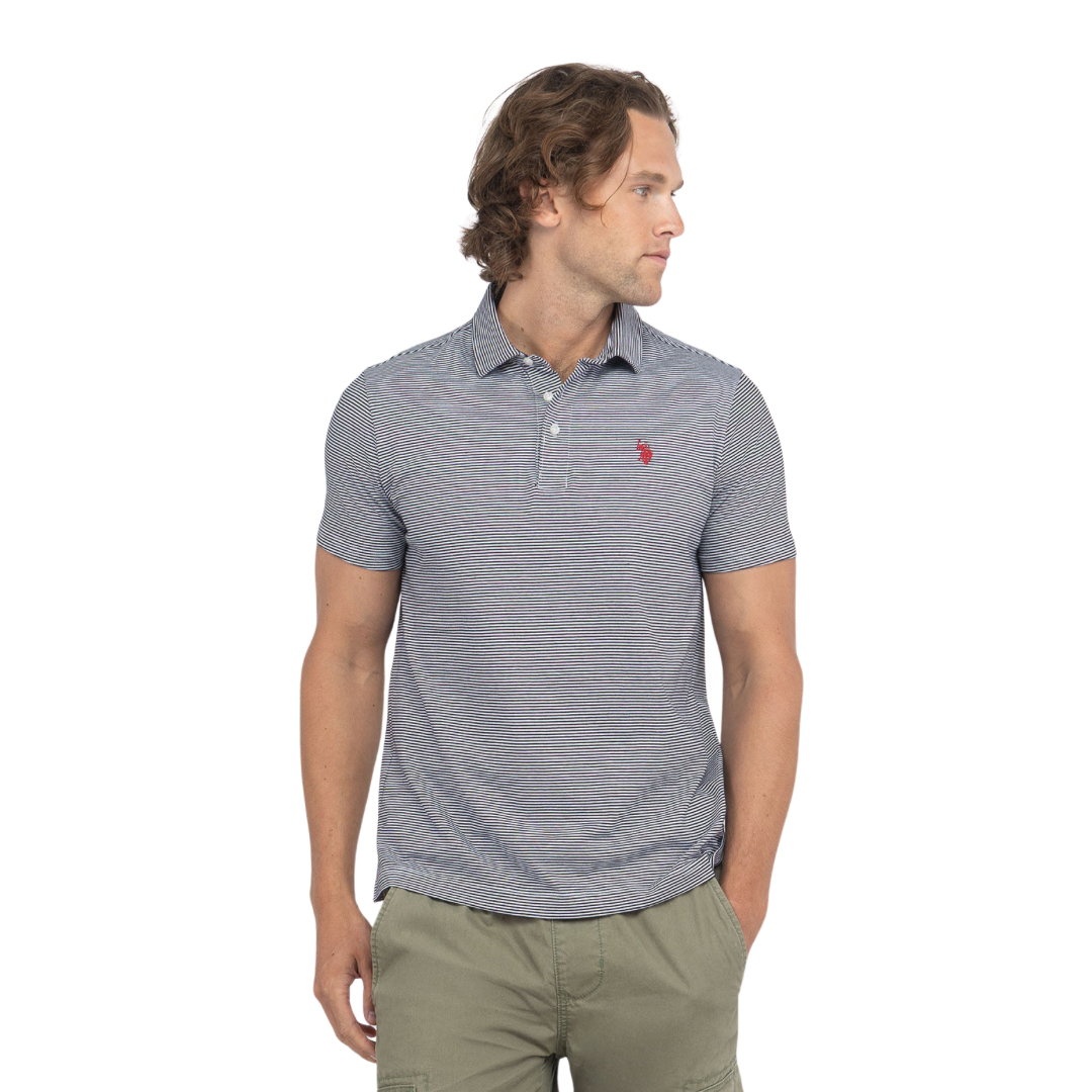 Chemise Polo Con Rayas Finas En Negro Para Hombre