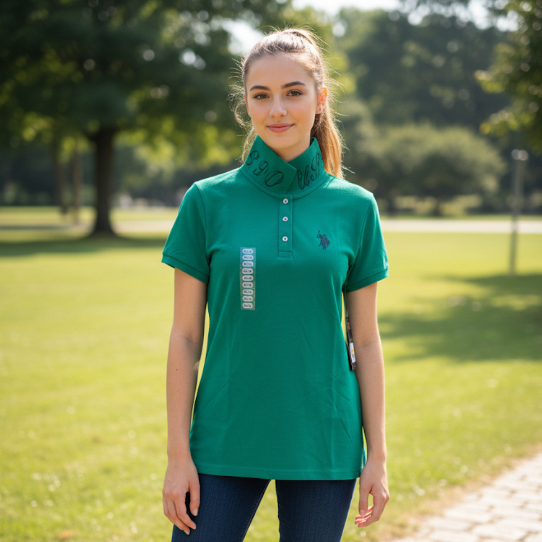 Chemise Polo Verde Para Mujer