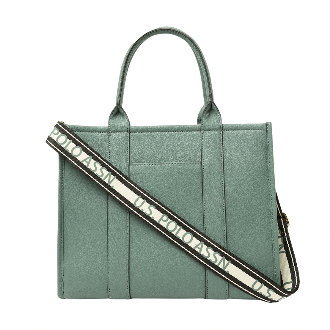 Cartera Polo Color Verde Azulado Con Correa Cruzada
