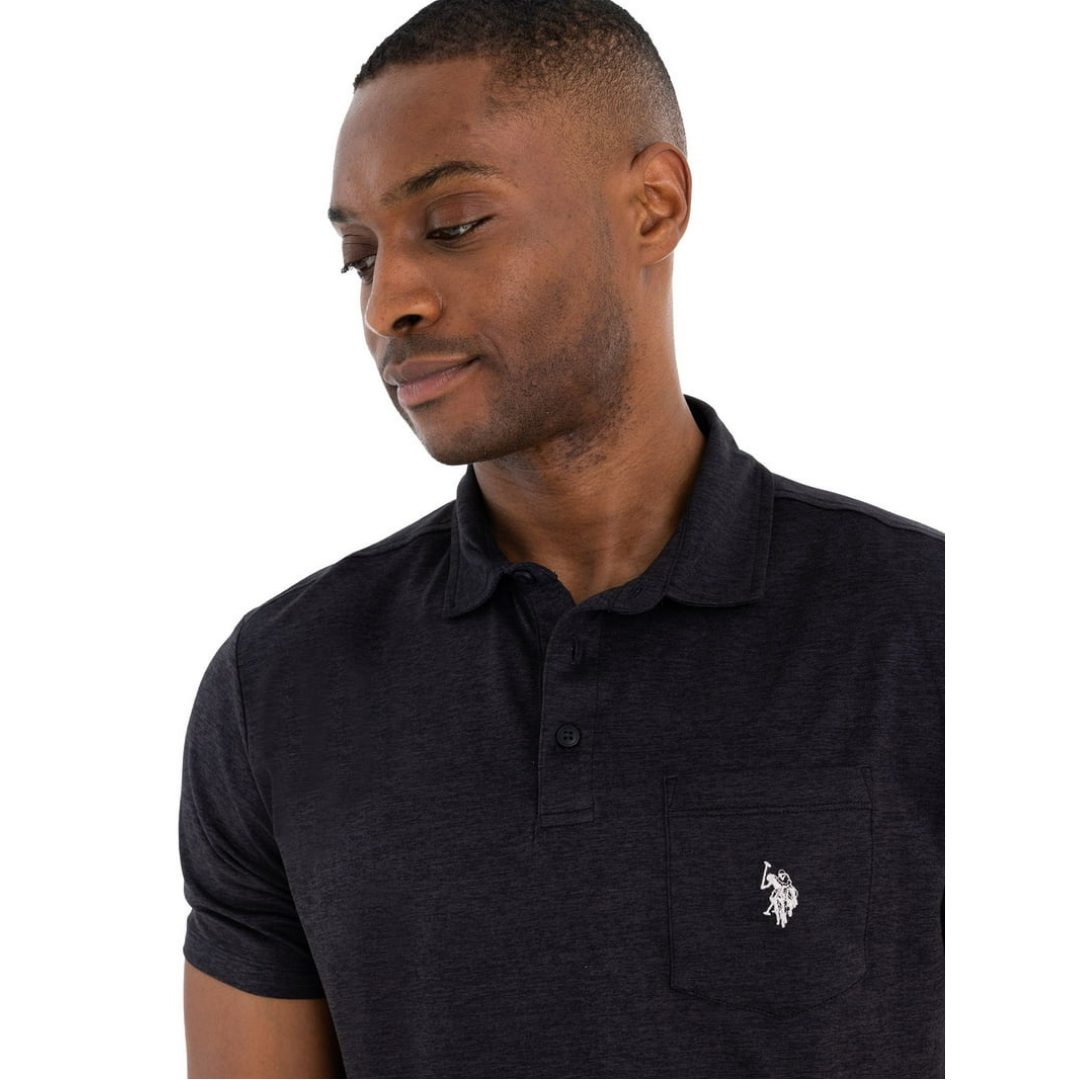 Chemise Polo Negra Con Bolsillo Para Hombre