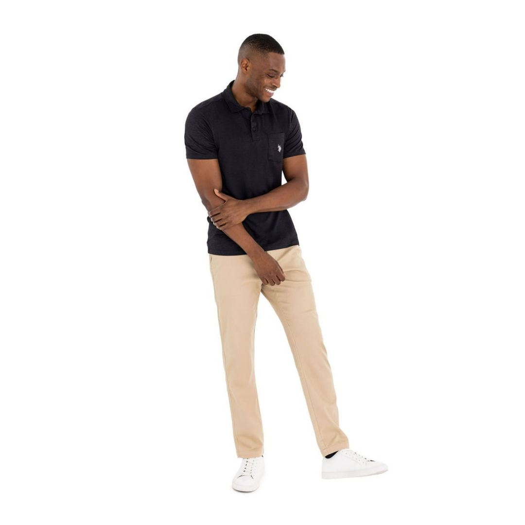 Chemise Polo Negra Con Bolsillo Para Hombre