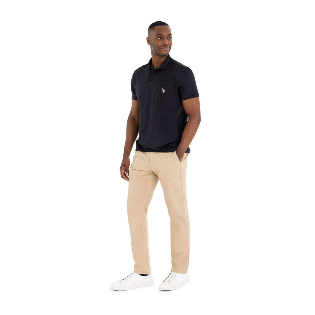Chemise Polo Negra Con Bolsillo Para Hombre