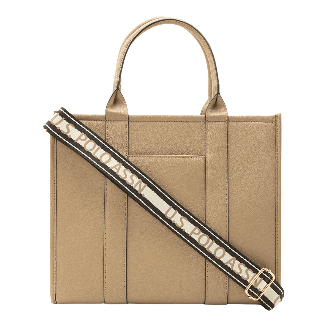 Cartera Polo Color Taupe Con Correa Cruzada