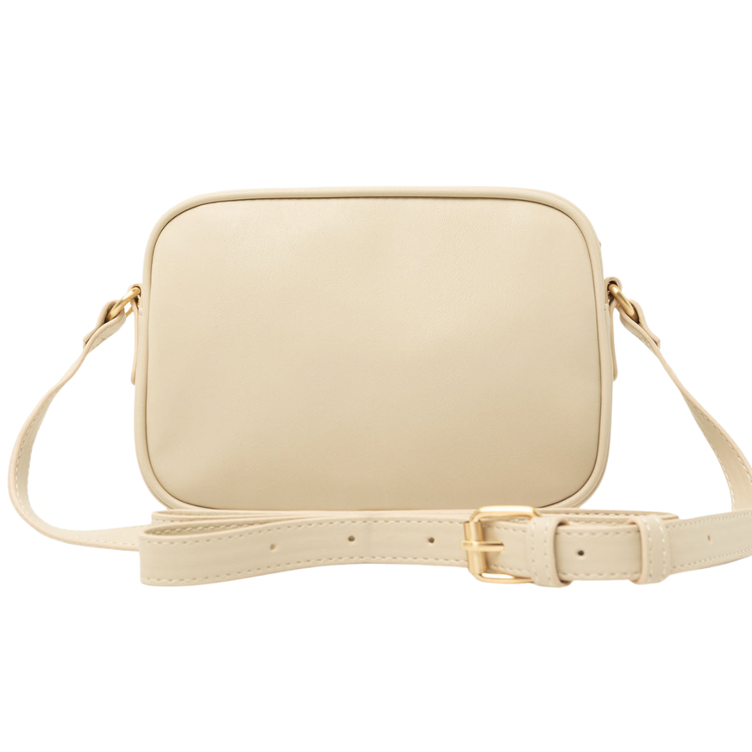 Crossbody Polo Color Crema Acolchado En V