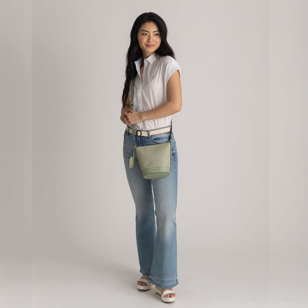 Bolso Polo Cruzado Tejido Color Salvia