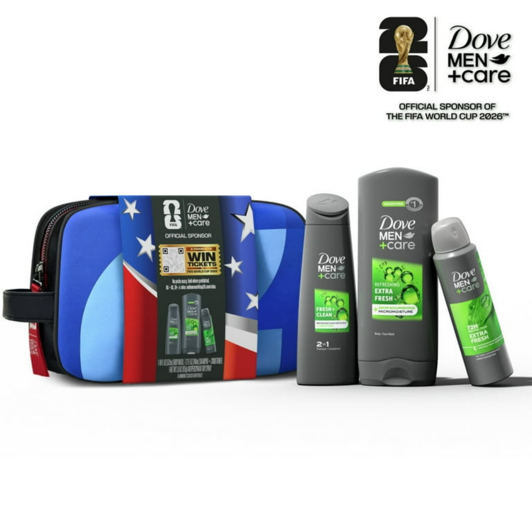 Set de Regalo Dove Men+Care: Edición Especial Fútbol Extra Fresh (3 Piezas + Neceser)