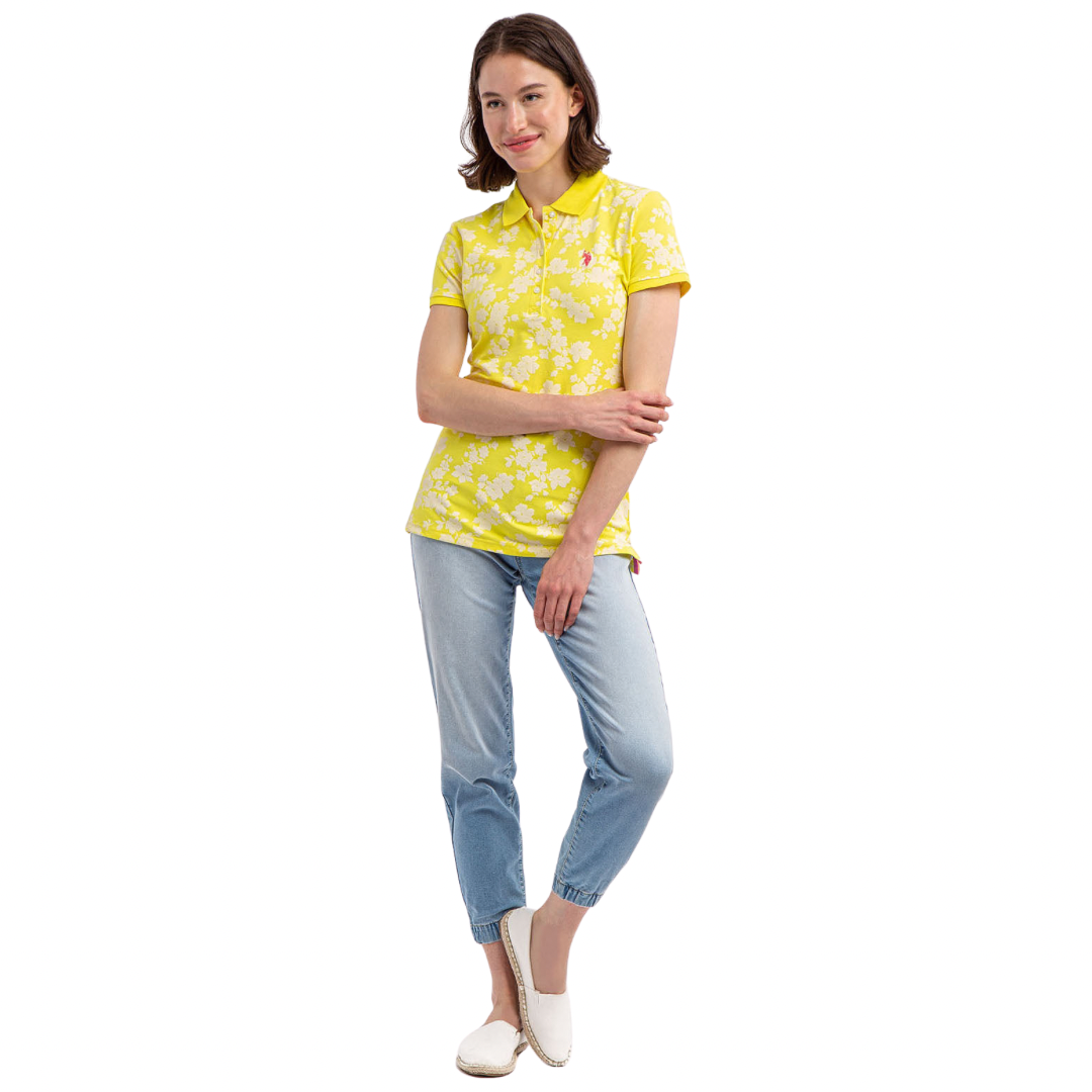 Chemise Polo Floral Amarilla Para Mujer