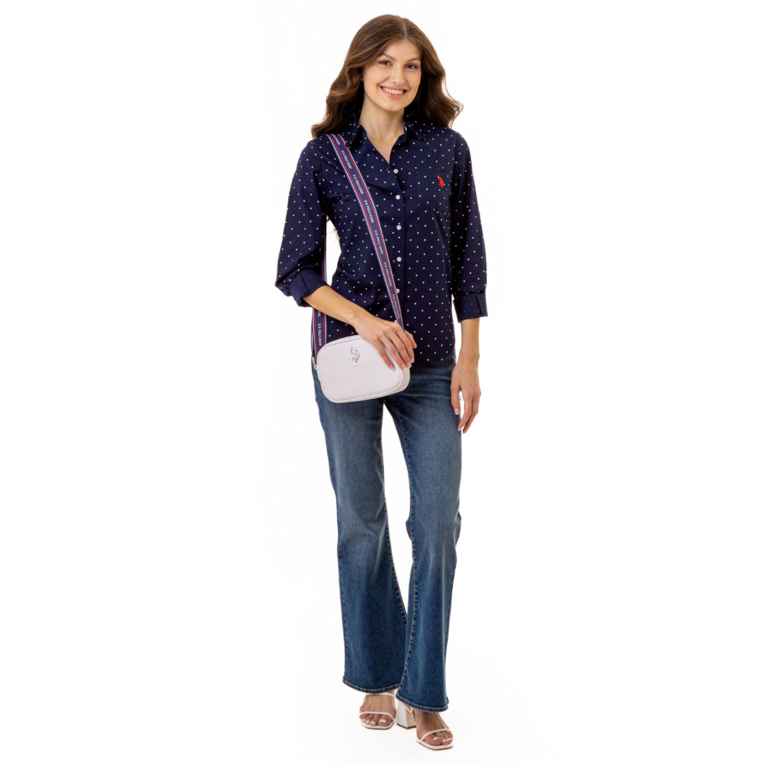 Camisa Polo Azul Marino con Puntos Para Mujer