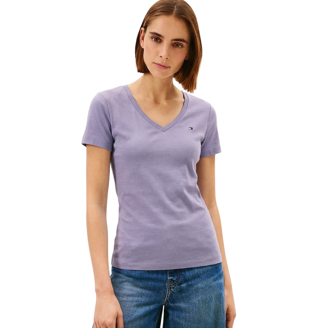 Franela Tommy Hilfiger Cuello en V Lavanda Para Mujer