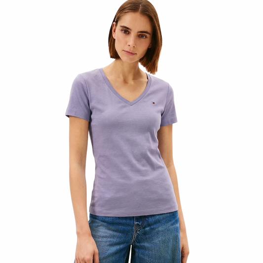 Franela Tommy Hilfiger Cuello en V Lavanda Para Mujer